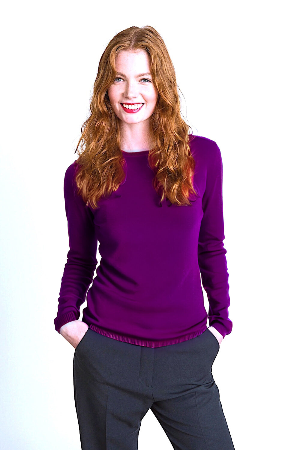 PULL CACHEMIRE COL ROND DK ORCHID 21219 DK ORCHID