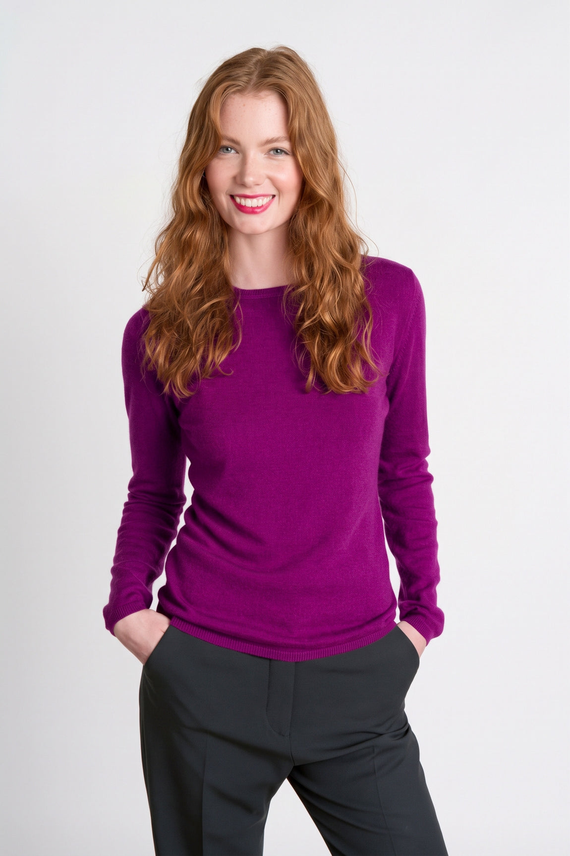PULL CACHEMIRE COL ROND DK ORCHID 21219 DK ORCHID