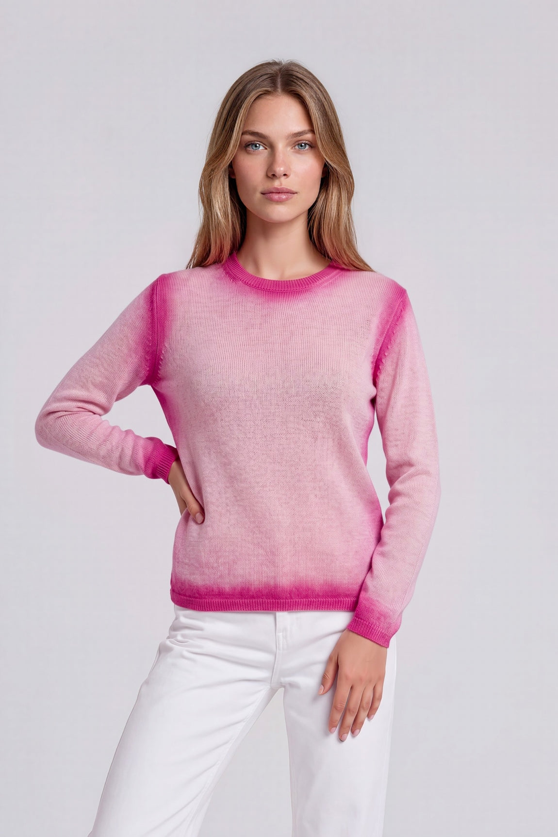 PULL CACHEMIRE COL ROND FUCHSIA 21860 FUCHSIA