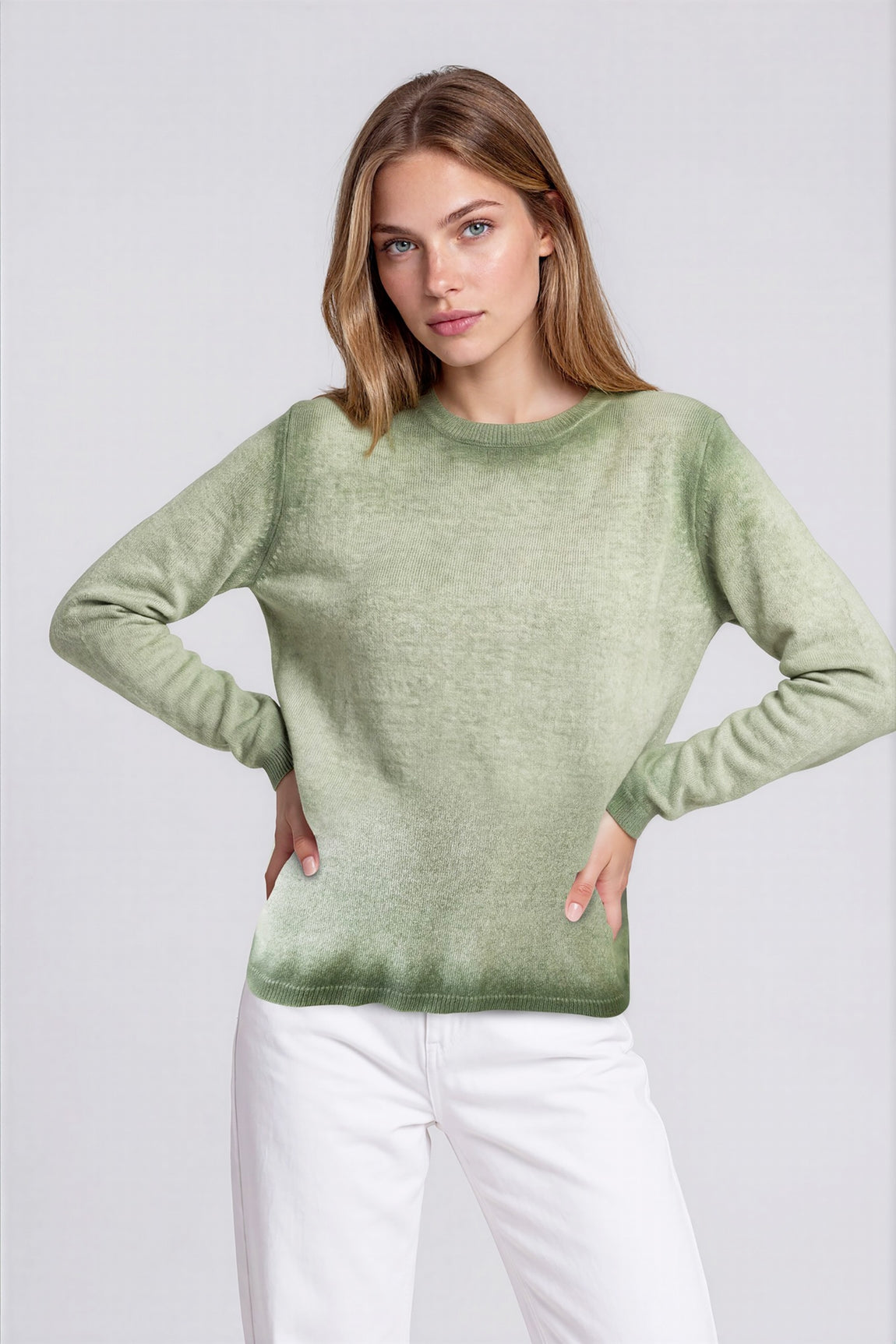 PULL CACHEMIRE COL ROND KHAKI 21392 KHAKI