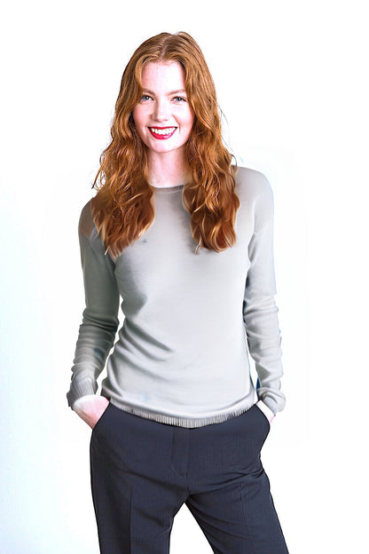 PULL CACHEMIRE COL ROND LT GREY 23231 LT GREY