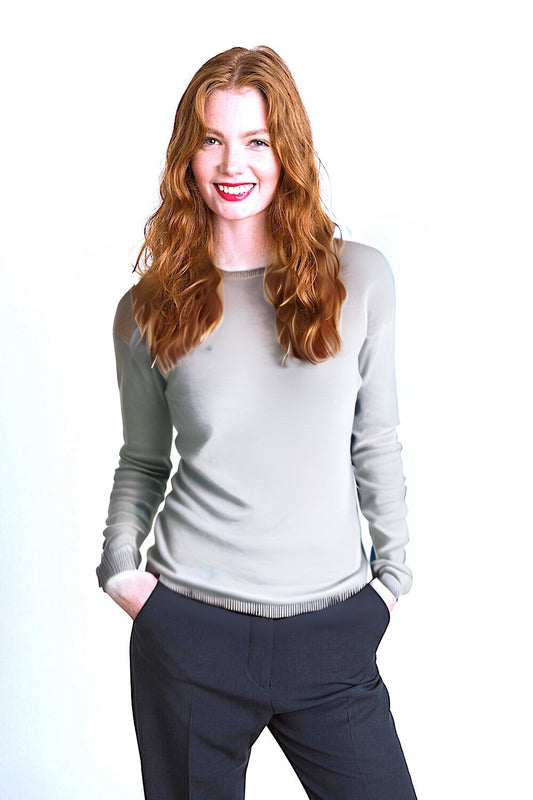 PULL CACHEMIRE COL ROND LT GREY 23231 LT GREY