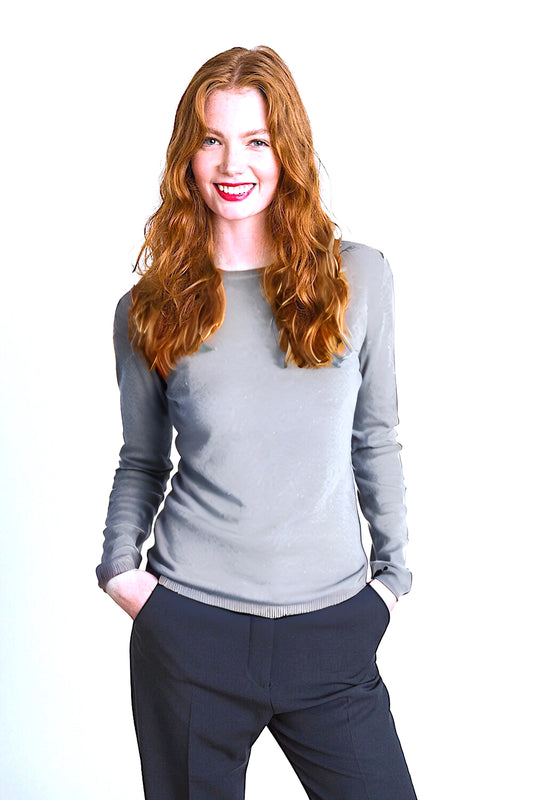 PULL CACHEMIRE COL ROND MED GREY 21028 MED GREY