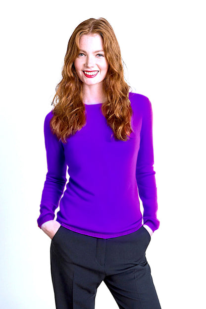 PULL CACHEMIRE COL ROND PURPLE 20327 PURPLE