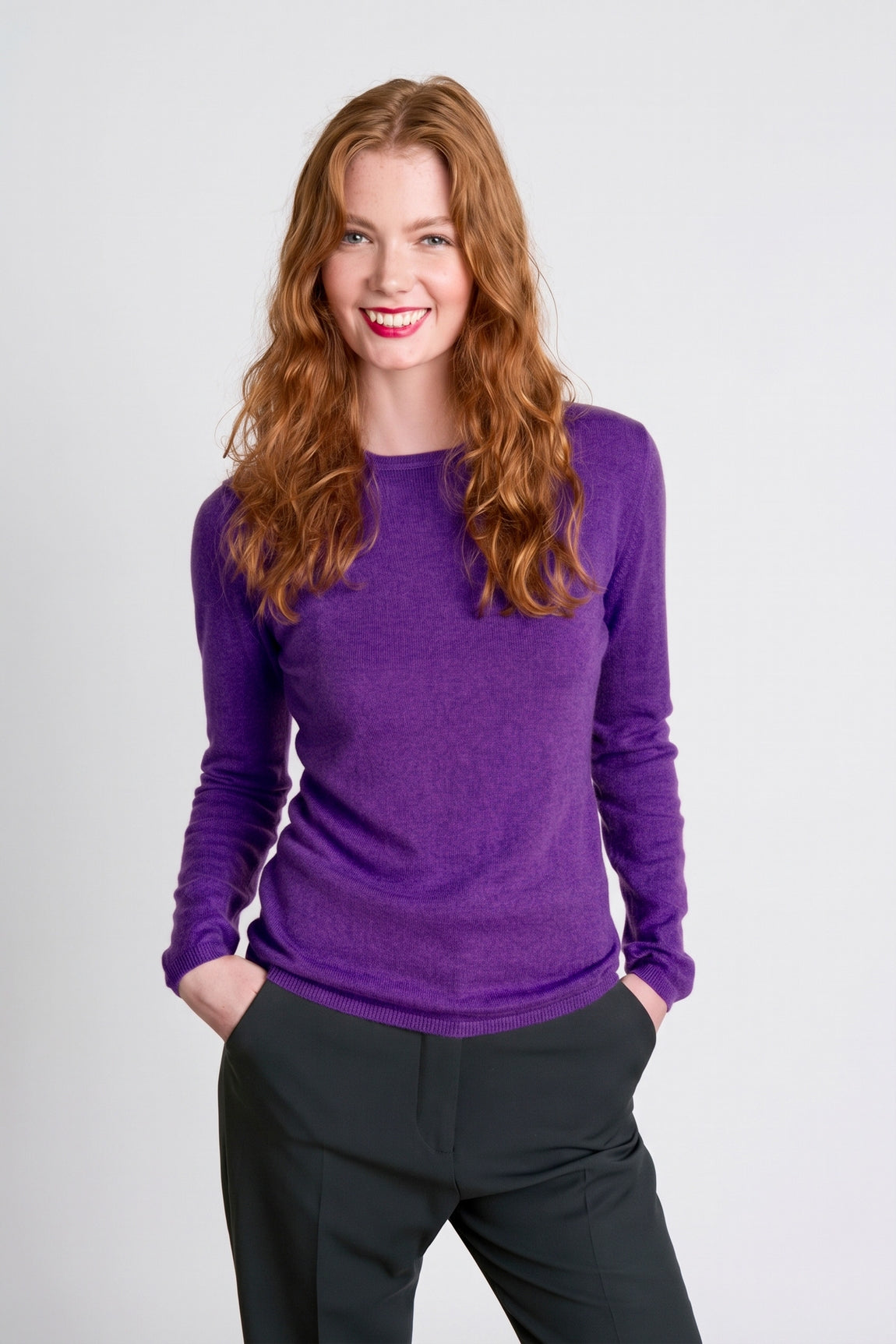 PULL CACHEMIRE COL ROND PURPLE 56632 PURPLE