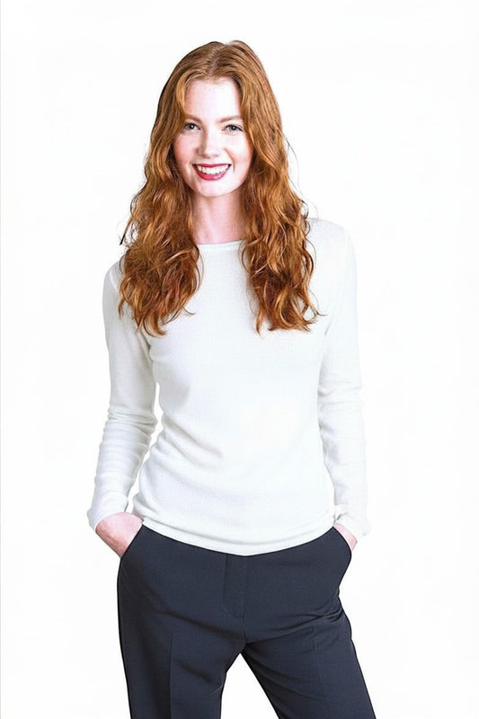 PULL CACHEMIRE COL ROND WHITE 8001 WHITE