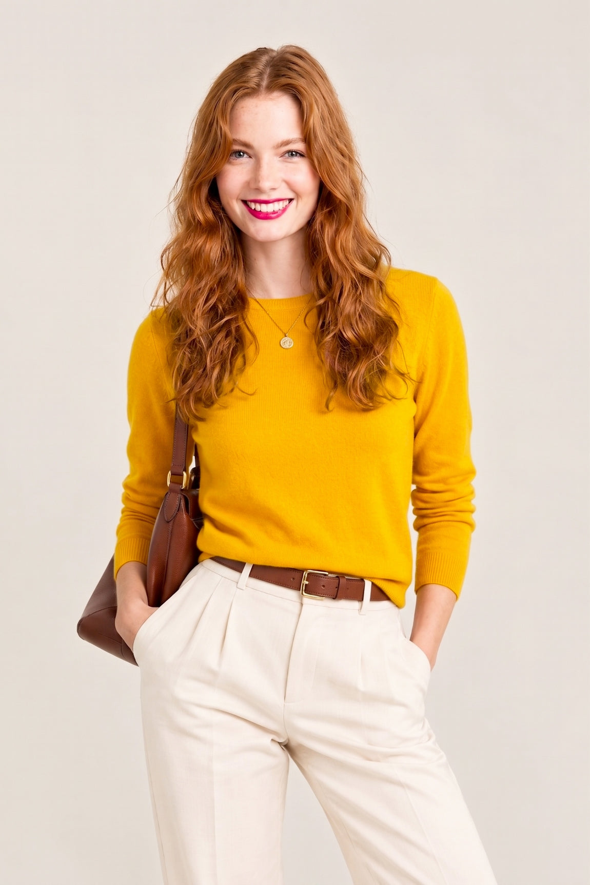 PULL CACHEMIRE COL ROND YELLOW 23394 YELLOW