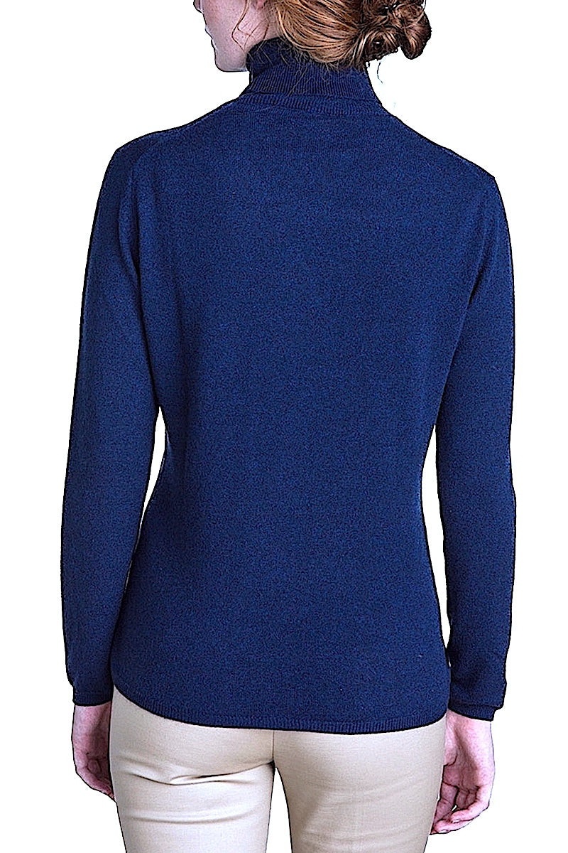 PULL CACHEMIRE COL ROULÉ DK BLUE