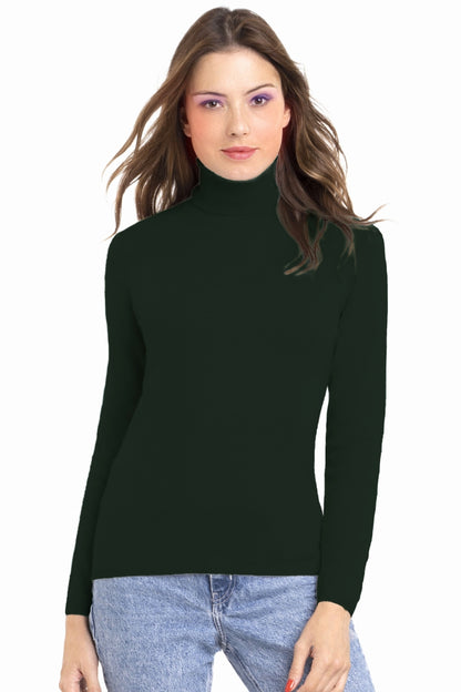 PULL CACHEMIRE COL ROULÉ DK GREEN 20619 DK GREEN