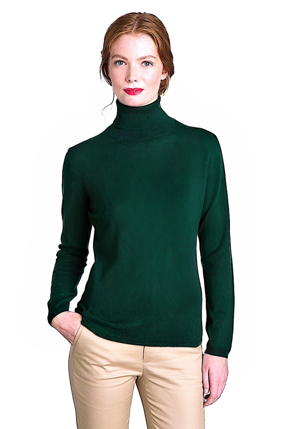 PULL CACHEMIRE COL ROULÉ DK GREEN 20619 DK GREEN