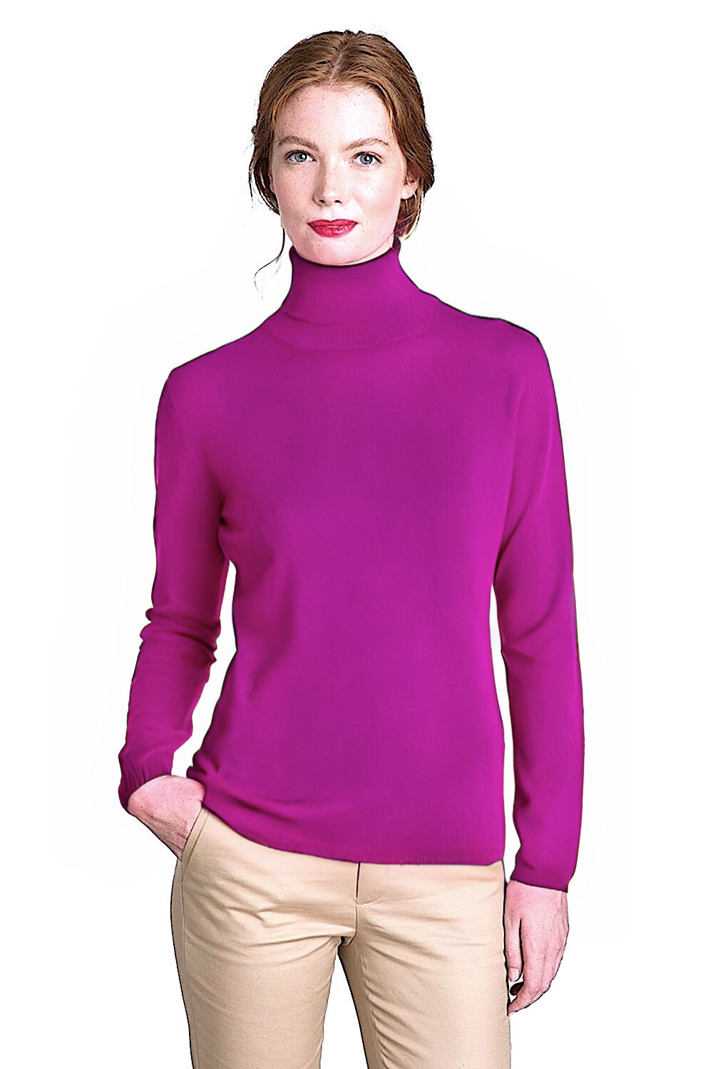 PULL CACHEMIRE COL ROULÉ FUCHSIA 21860 FUCHSIA