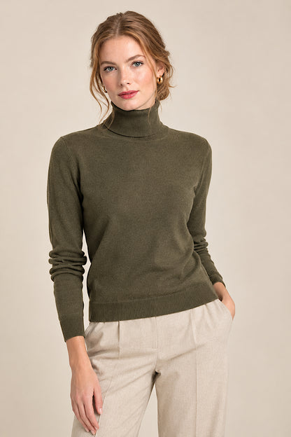 PULL CACHEMIRE COL ROULÉ KHAKI M300 KHAKI