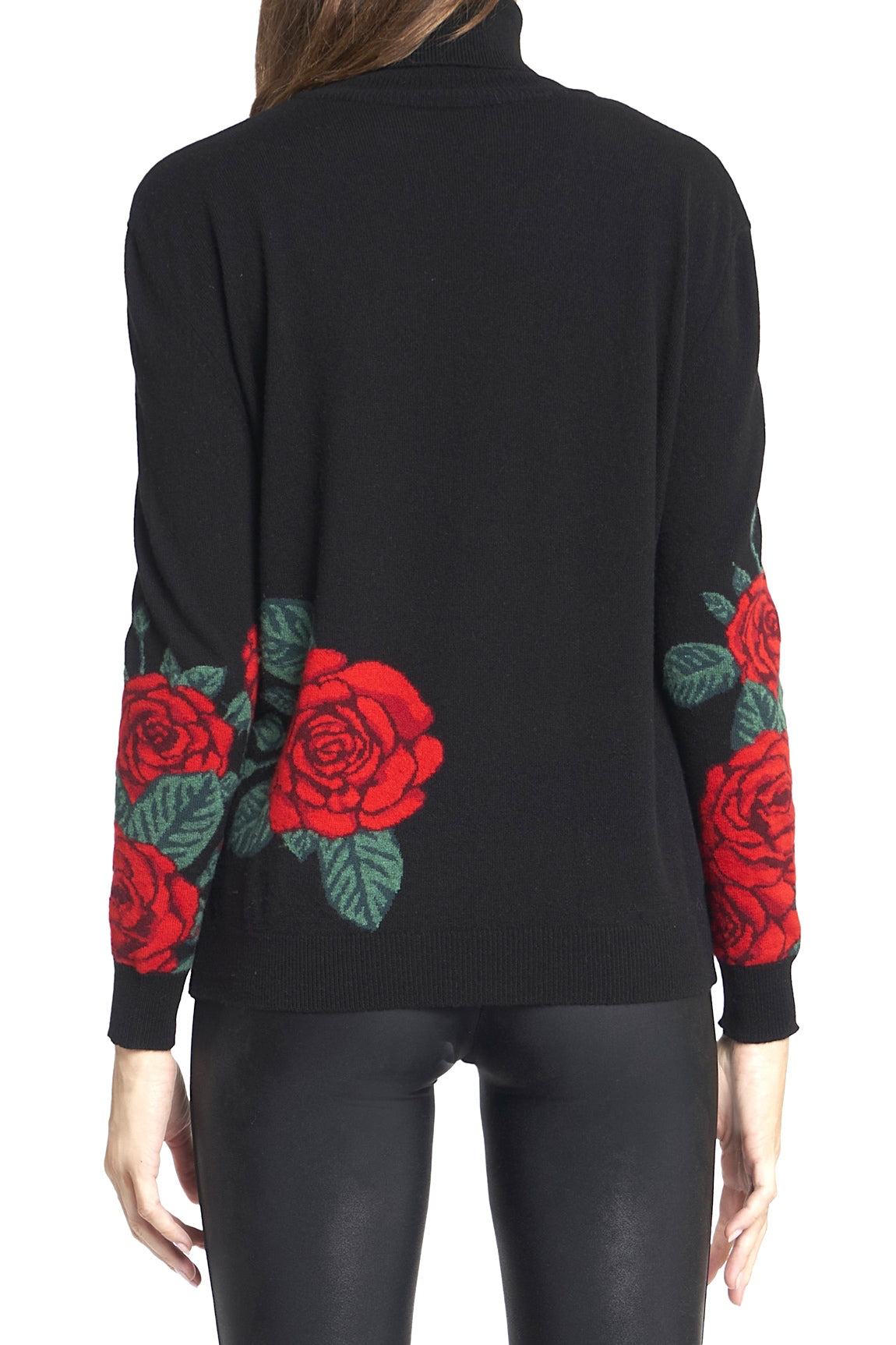 PULL CACHEMIRE INTARSIA ROSES GREY MARL