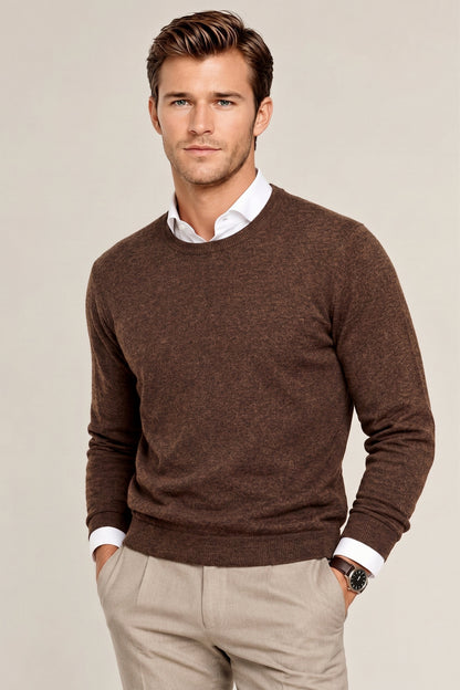 PULL CACHEMIRE RAS DE COU DK BROWN 20904 DK BROWN