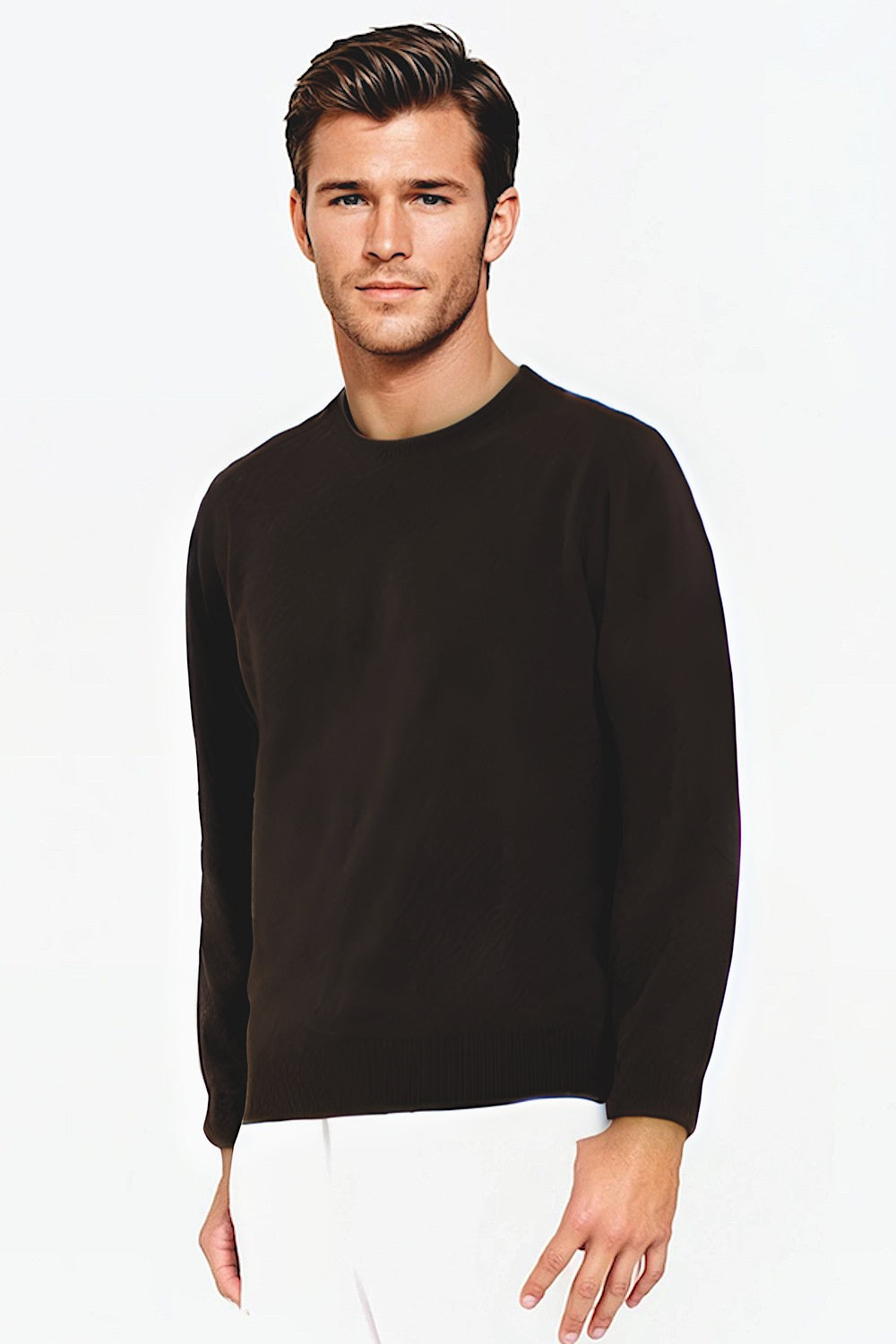 PULL CACHEMIRE RAS DE COU DK BROWN 20904 DK BROWN