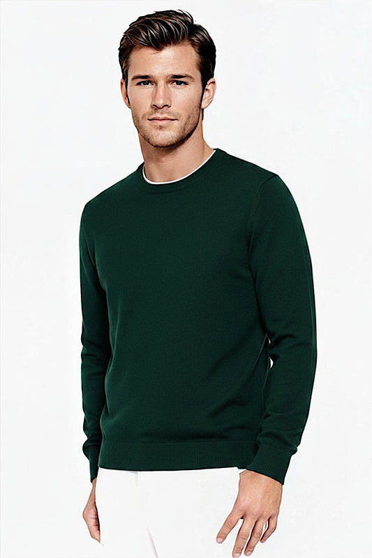 PULL CACHEMIRE RAS DE COU DK GREEN 20619 DK GREEN