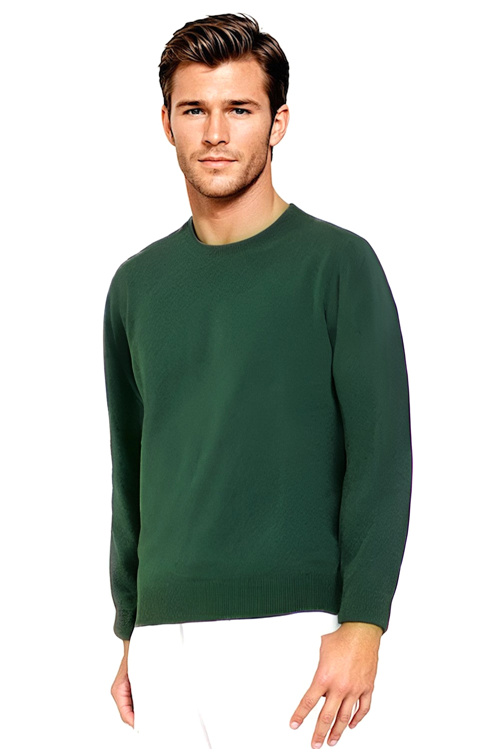 PULL CACHEMIRE RAS DE COU DK GREEN 20619 DK GREEN