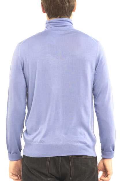 PULL CACHEMIRE-SOIE COL ROULE BLUE