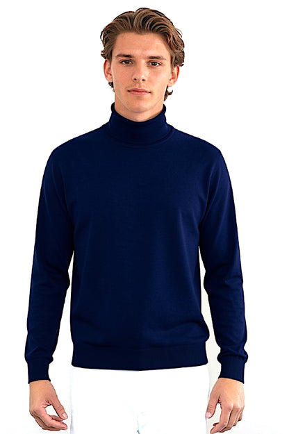 PULL CACHEMIRE-SOIE COL ROULE NAVY 51894 NAVY