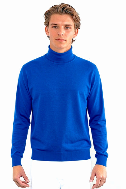 PULL CACHEMIRE-SOIE COL ROULE TURQUOISE BLUE 22511 TURQUOISE BLUE