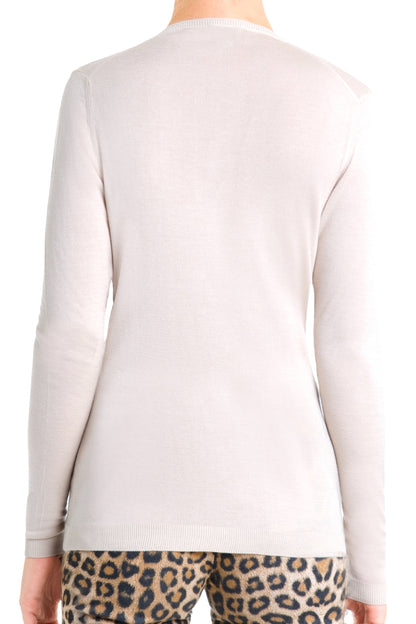 PULL CACHEMIRE-SOIE COL V BEIGE