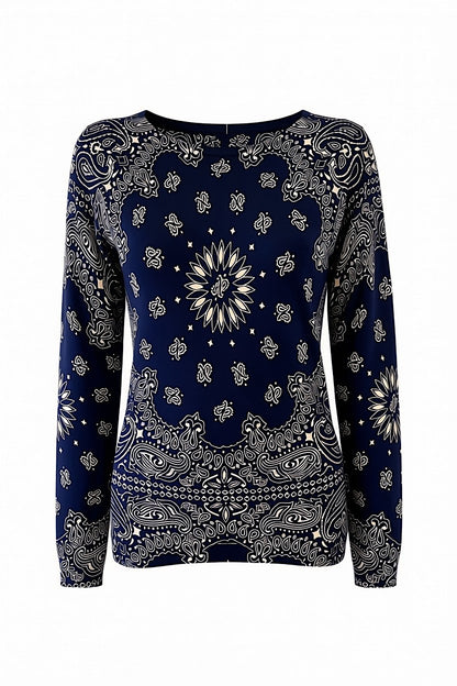 PULL CACHEMIRE-SOIE IMPRIME NAVY 54344 NAVY