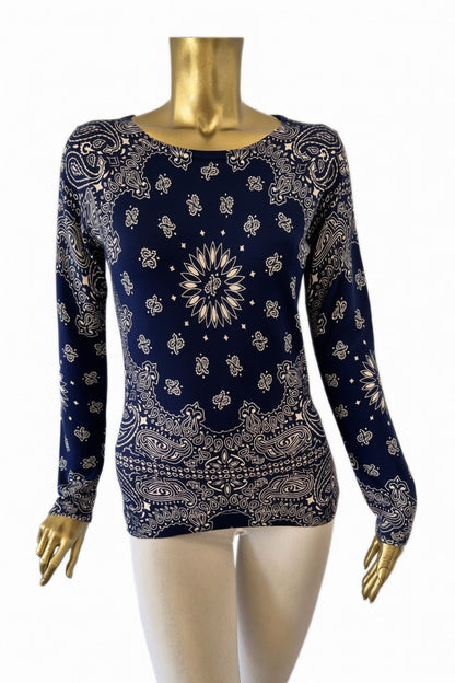 PULL CACHEMIRE-SOIE IMPRIME NAVY 54344 NAVY