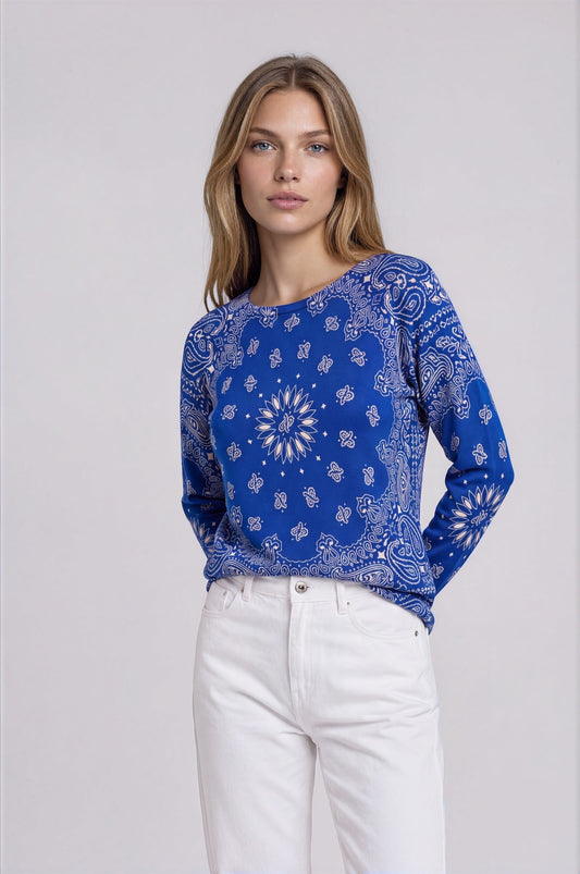 PULL CACHEMIRE-SOIE IMPRIME ROYAL 55363 ROYAL