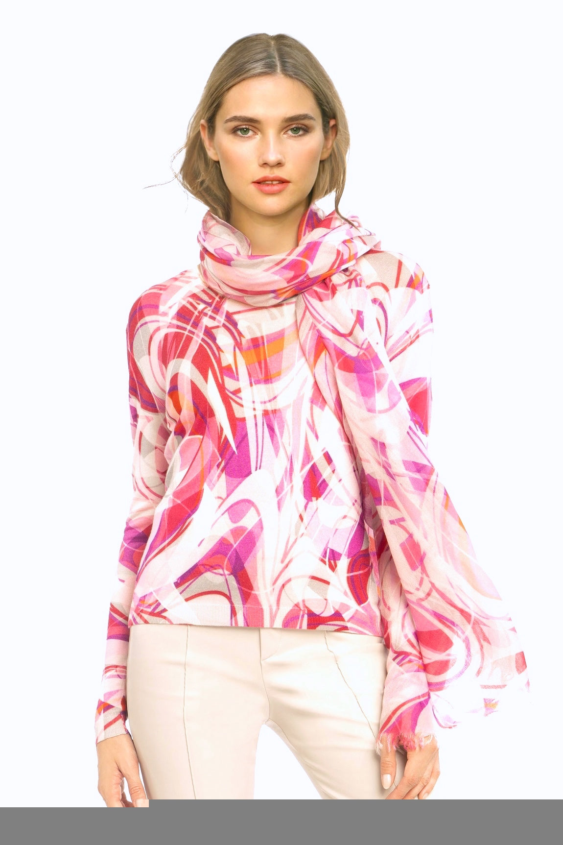 PULL CACHEMIRE-SOIE IMPRIMÉ VAR.1