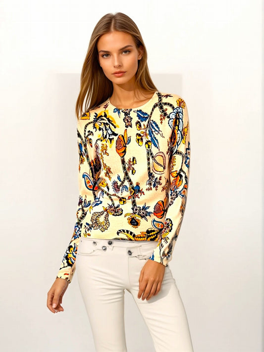 PULL CACHEMIRE-SOIE IMPRIME VAR.1