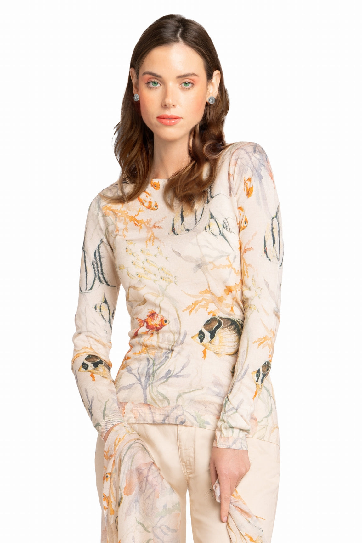 PULL CACHEMIRE-SOIE IMPRIME VAR.1