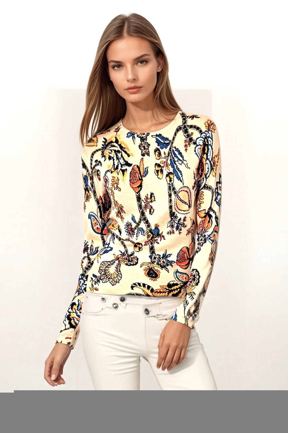 PULL CACHEMIRE-SOIE IMPRIME VAR.1