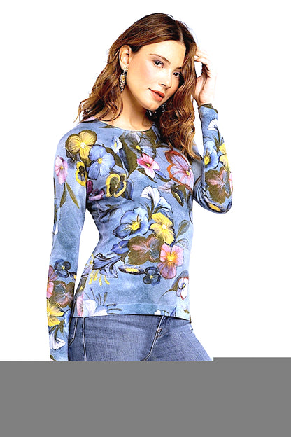 PULL CACHEMIRE-SOIE IMPRIMÉ VAR.1