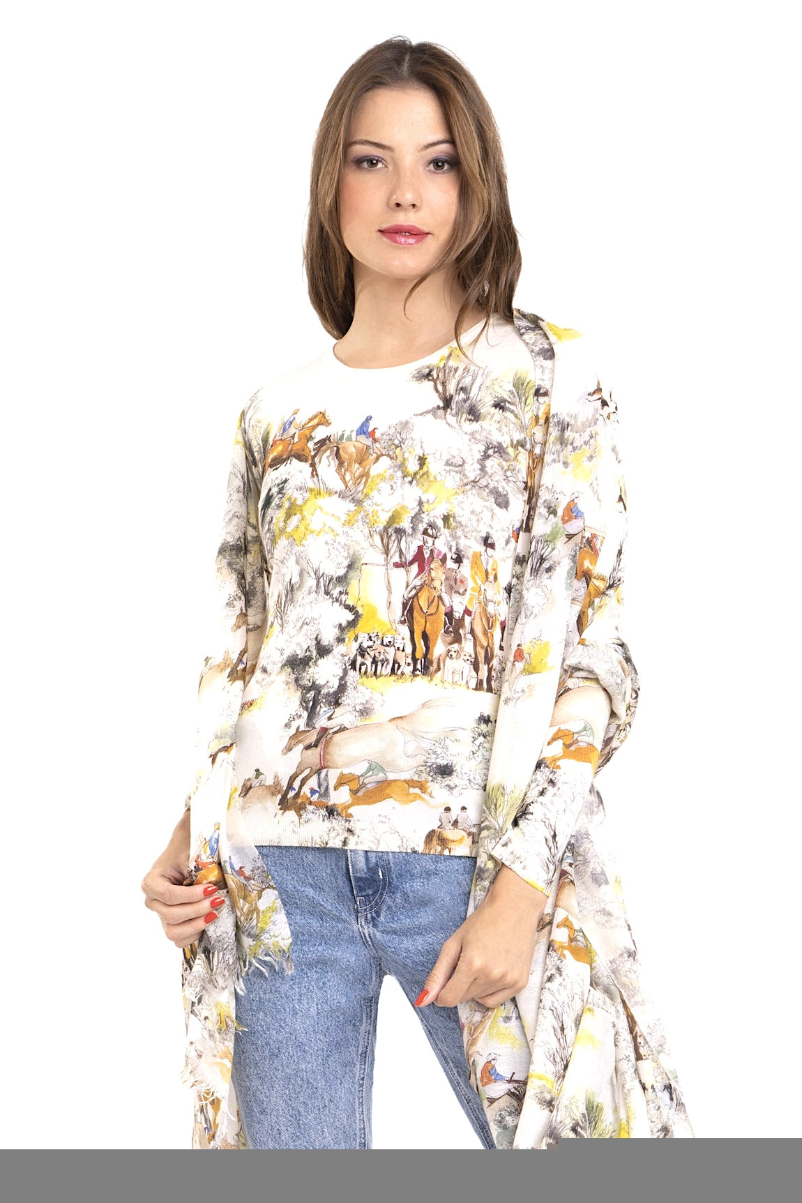 PULL CACHEMIRE-SOIE IMPRIMÉ VAR. 1