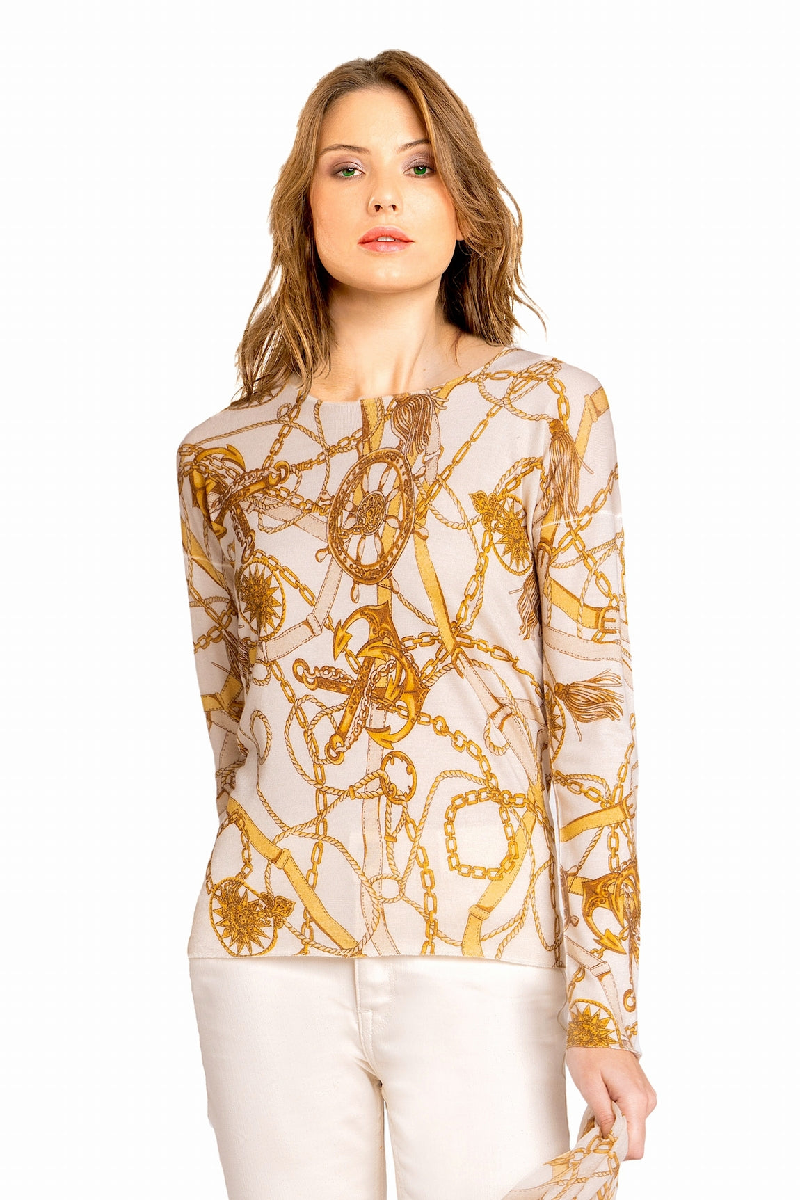 PULL CACHEMIRE-SOIE IMPRIMÉ VAR. 1