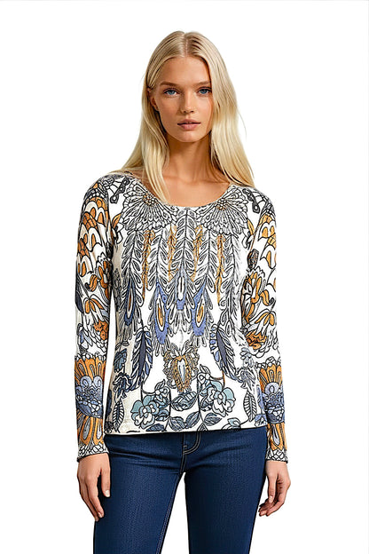 PULL CACHEMIRE-SOIE IMPRIMÉ VAR.1