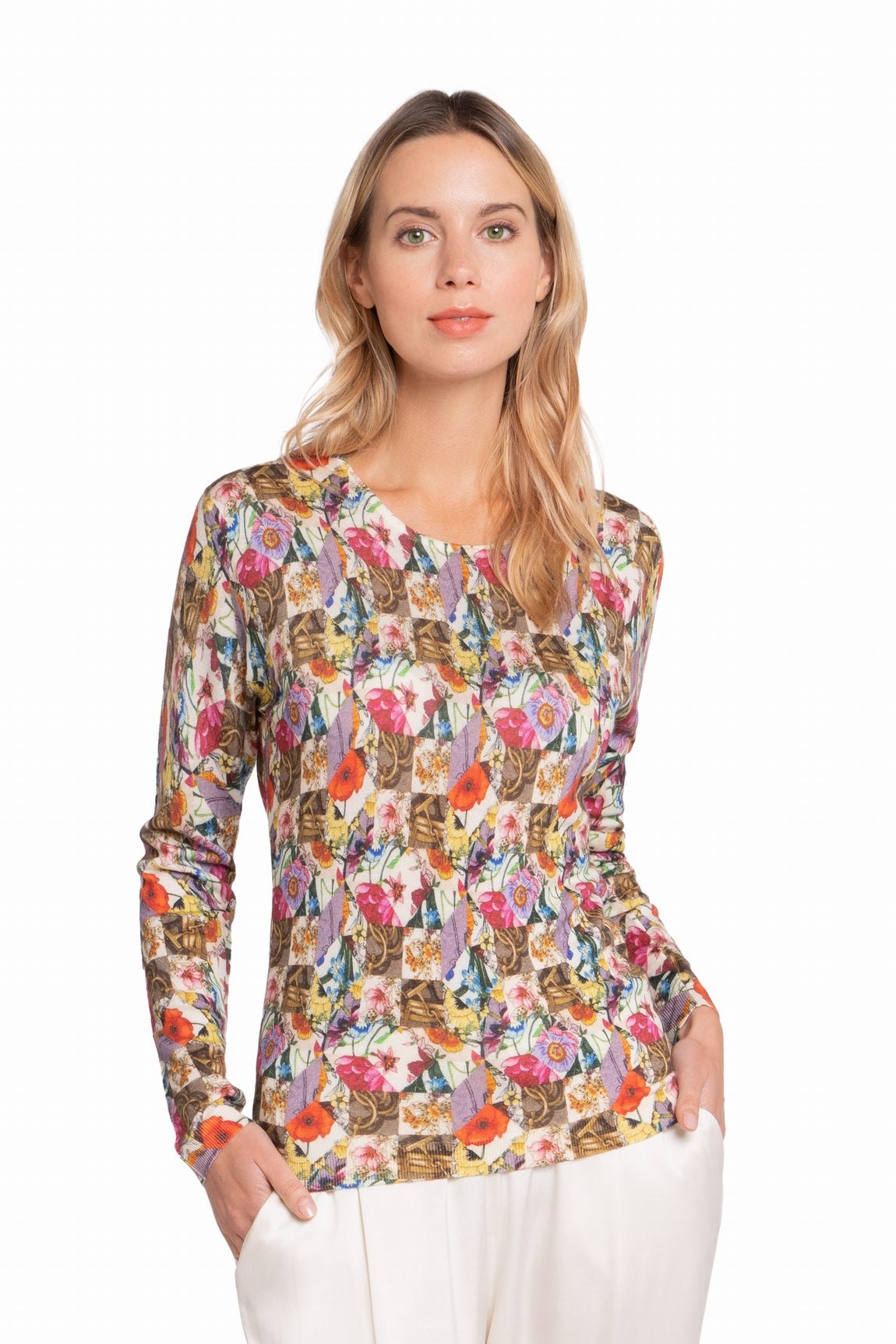 PULL CACHEMIRE-SOIE IMPRIME VAR.1