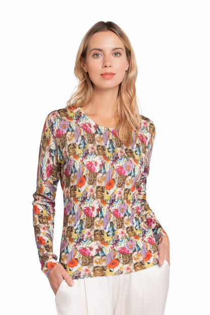 PULL CACHEMIRE-SOIE IMPRIME VAR.1