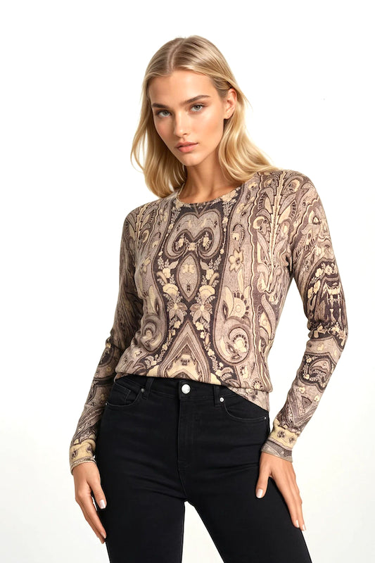 PULL CACHEMIRE-SOIE IMPRIME VAR.1