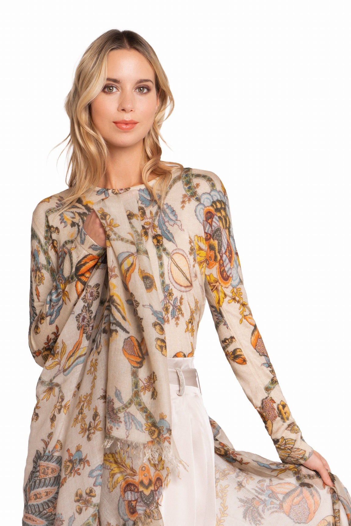 PULL CACHEMIRE-SOIE IMPRIME VAR.1