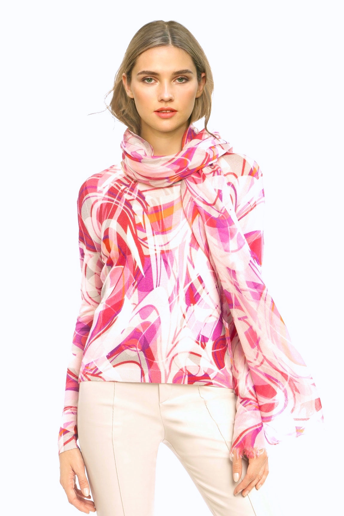 PULL CACHEMIRE-SOIE IMPRIMÉ VAR.1