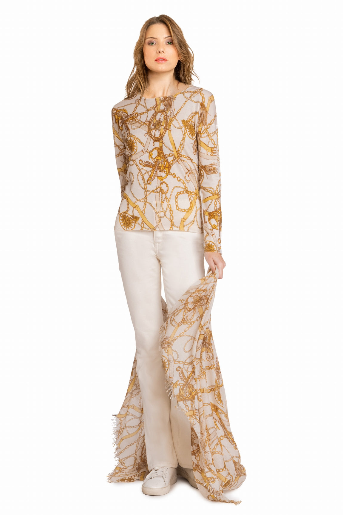 PULL CACHEMIRE-SOIE IMPRIMÉ VAR. 1