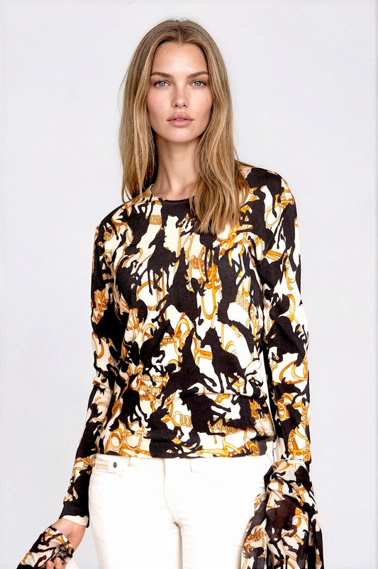 PULL CACHEMIRE-SOIE IMPRIME VAR.1 VAR.1