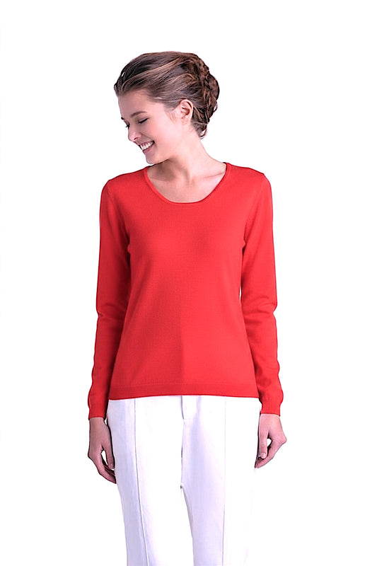 PULL CACHEMIRE-SOIE UNI COL U STRAWBERRY 54674 STRAWBERRY