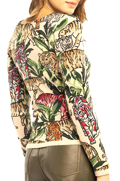 PULL CACHEMIRE TIGRES & JUNGLE CREAM 54360 CREAM