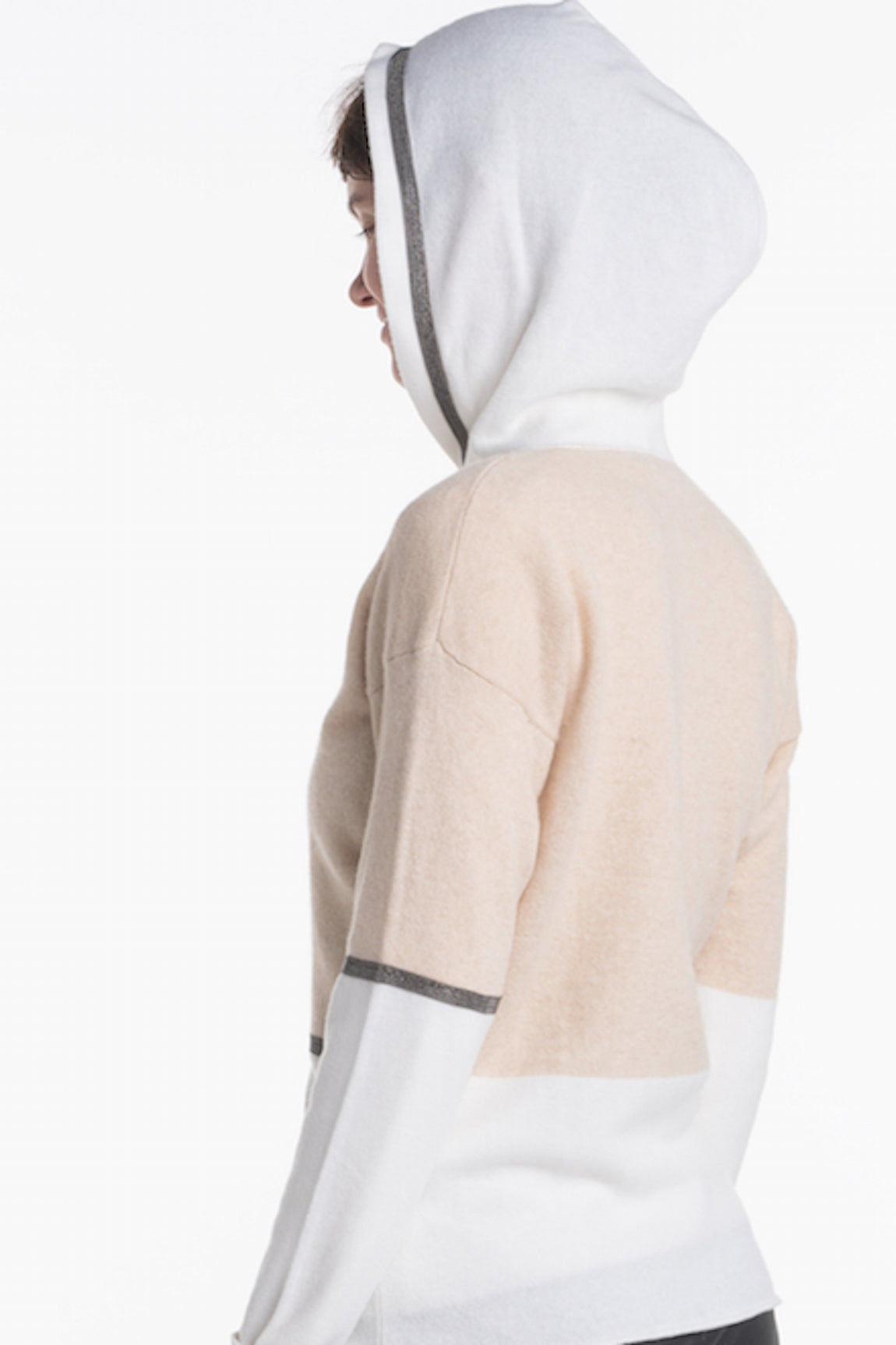 PULL CACHEMIRE ZIPPE À CAPUCHE 191K-5040S GREY