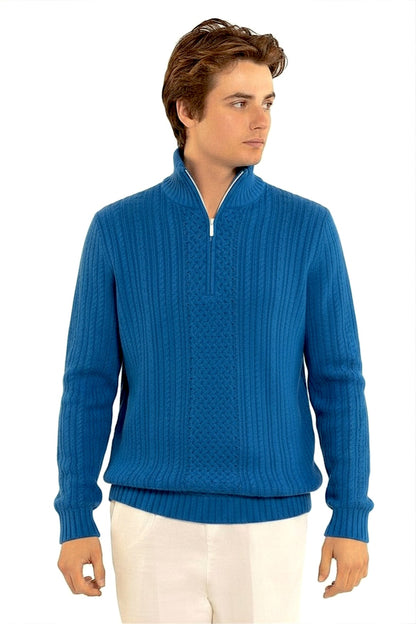 PULL COL CAMIONNEUR CACHEMIRE COBALT BLUE 23518 COBALT BLUE