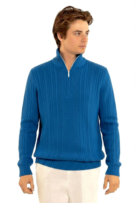 PULL COL CAMIONNEUR CACHEMIRE COBALT BLUE 23518 COBALT BLUE