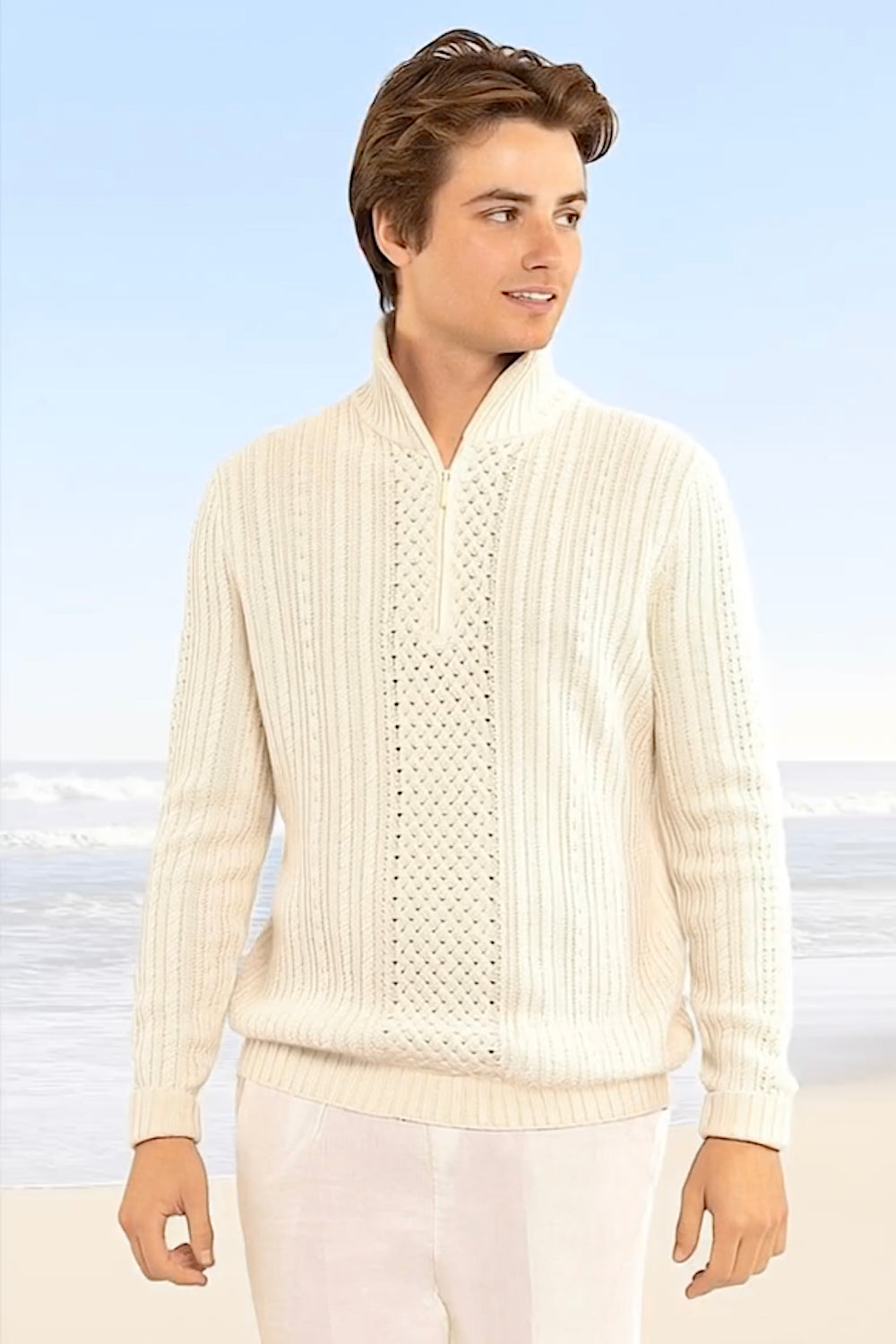 PULL COL CAMIONNEUR CACHEMIRE WHITE 8001 WHITE