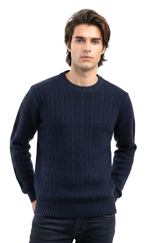 PULL COL ROND À TORSADES DK DENIM 201277 DK DENIM